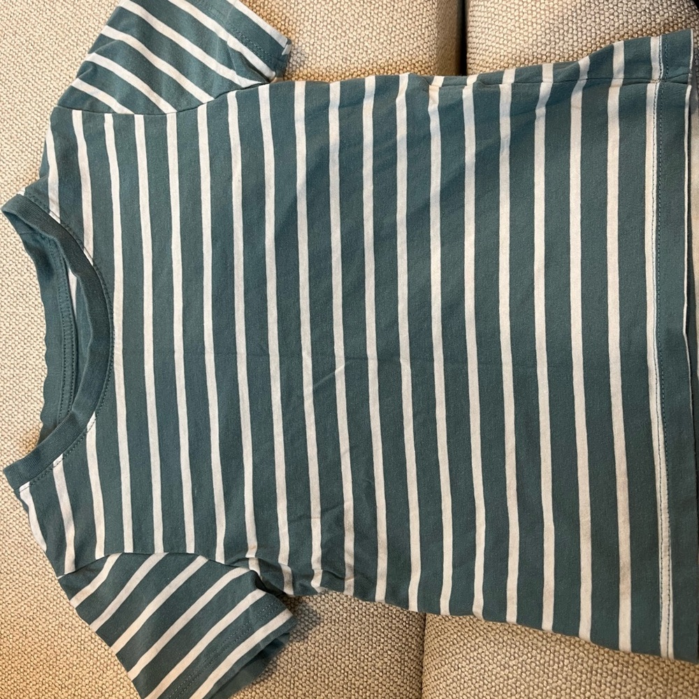 H&M Teal and White Striped Tee